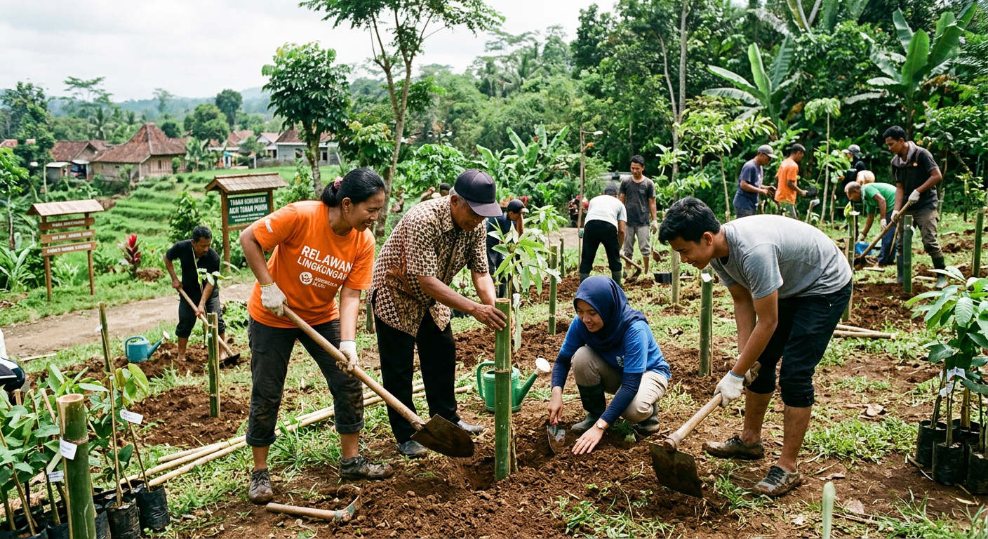 LIVESGP 3D Hijau - Program lingkungan seperti gotong royong dan penanaman pohon.